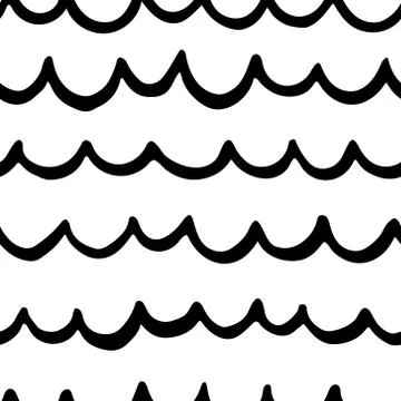 Black and white seamless pattern with doodle waves Stockillustratie