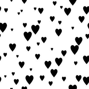 Black and white seamless pattern with hearts. Stock Illustration