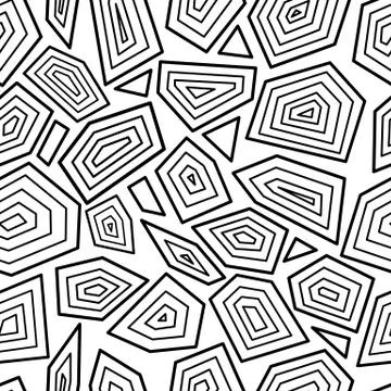 Black and white seamless pattern with random geometric shapes with sharp corners Stock Illustration