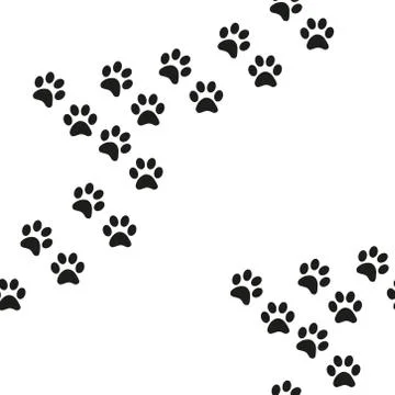 Black and white seamless pattern with paw prints. Abstract background, animal Illustrazione stock