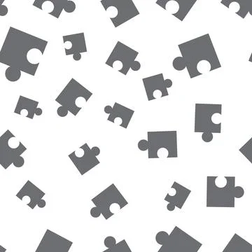 Black and white seamless pattern with doodle puzzle pieces. Design template for イラスト素材