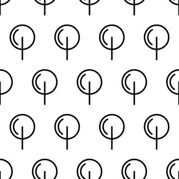 Black and white seamless pattern with tree icon. Vector trees symbol sign Stock Illustration