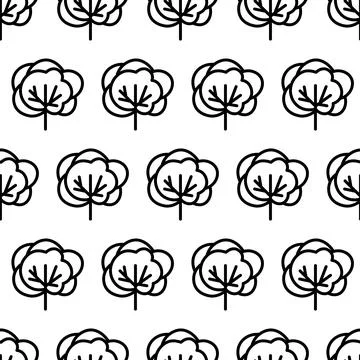Black and white seamless pattern with tree icon. Vector trees symbol sign イラスト素材
