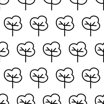 Black and white seamless pattern with tree icon. Vector trees symbol sign イラスト素材