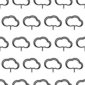 Black and white seamless pattern with tree icon. Vector trees symbol sign Illustrazione stock