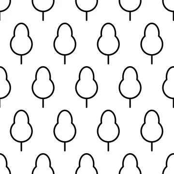 Black and white seamless pattern with tree icon. Vector trees symbol sign Illustrazione stock
