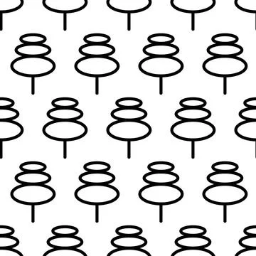Black and white seamless pattern with tree icon. Vector trees symbol sign イラスト素材