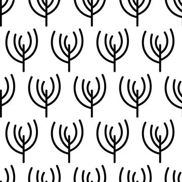 Black and white seamless pattern with tree icon. Vector trees symbol sign Illustrazione stock