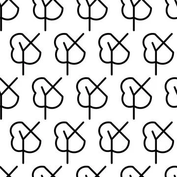 Black and white seamless pattern with tree icon. Vector trees symbol sign Stock Illustration