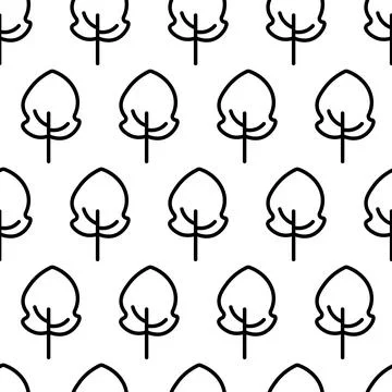 Black and white seamless pattern with tree icon. Vector trees symbol sign Illustrazione stock