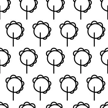 Black and white seamless pattern with tree icon. Vector trees symbol sign Illustrazione stock