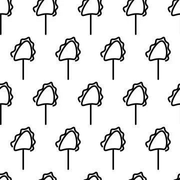 Black and white seamless pattern with tree icon. Vector trees symbol sign Stock Illustration