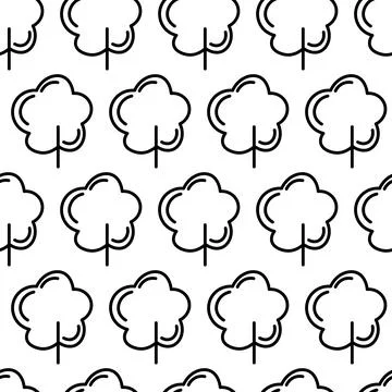 Black and white seamless pattern with tree icon. Vector trees symbol sign イラスト素材