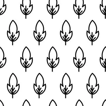 Black and white seamless pattern with tree icon. Vector trees symbol sign Stock Illustration