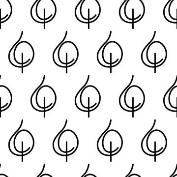Black and white seamless pattern with tree icon. Vector trees symbol sign Illustrazione stock