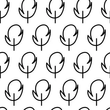 Black and white seamless pattern with tree icon. Vector trees symbol sign Stock Illustration