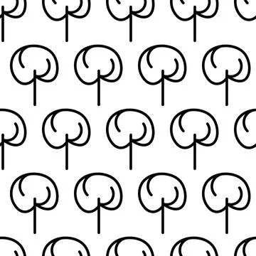 Black and white seamless pattern with tree icon. Vector trees symbol sign Illustrazione stock