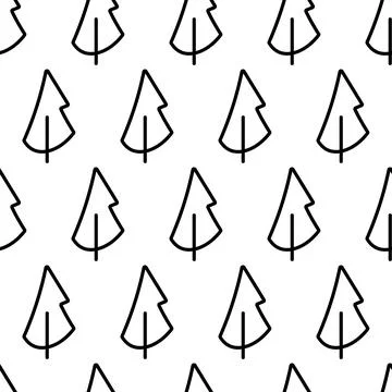 Black and white seamless pattern with fir tree icon. Vector trees symbol sign Illustrazione stock