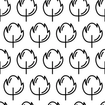 Black and white seamless pattern with tree icon. Vector trees symbol sign Illustrazione stock