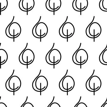 Black and white seamless pattern with tree icon. Vector trees symbol sign Illustrazione stock
