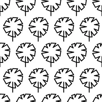 Black and white seamless pattern with tree icon. Vector trees symbol sign Stock Illustration