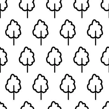 Black and white seamless pattern with tree icon. Vector trees symbol sign イラスト素材
