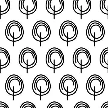 Black and white seamless pattern with tree icon. Vector trees symbol sign Illustrazione stock