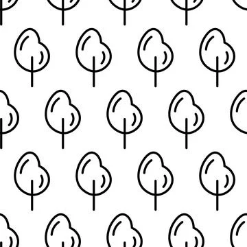 Black and white seamless pattern with tree icon. Vector trees symbol sign 스톡 일러스트