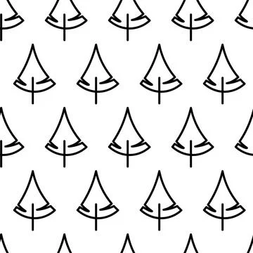 Black and white seamless pattern with fir tree icon. Vector trees symbol sign イラスト素材