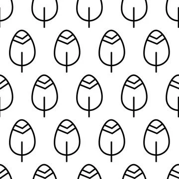 Black and white seamless pattern with tree icon. Vector trees symbol sign Illustrazione stock