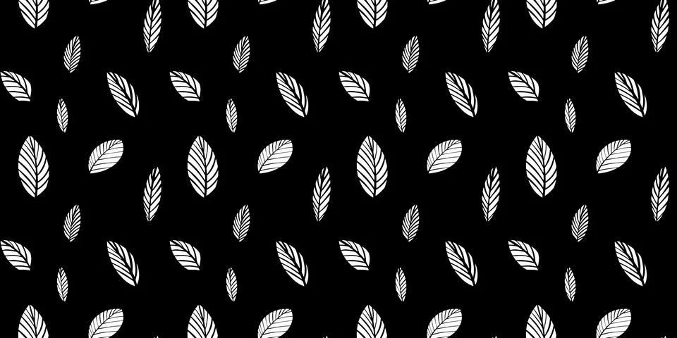 Black and white seamless pattern with leaves Stock Illustration