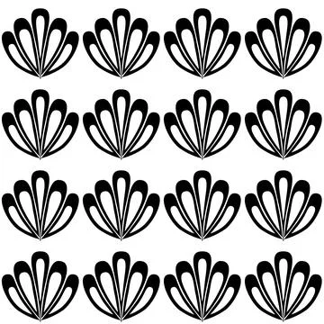 Black and white seamless pattern clam sea shell, simple contrast background Stock Illustration