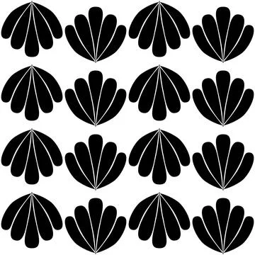 Black and white seamless pattern clam sea shell, simple contrast background Stock Illustration