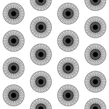 Black and white seamless pattern for textile, round disc wheel vector illustr Illustrazione stock