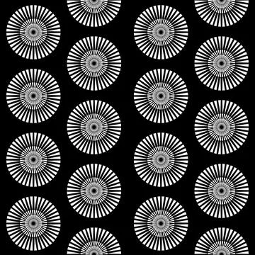Black and white seamless pattern for textile and wrapping paper, round disc w Illustrazione stock