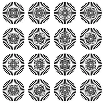 Black and white seamless pattern for textile and wrapping paper, round disc w 스톡 일러스트