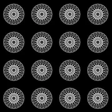 Black and white seamless pattern for textile and wrapping paper, round disc w Stockillustratie