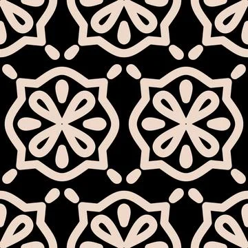 Black and white seamless pattern with intricate organic pattern, vector illus Stock Illustration