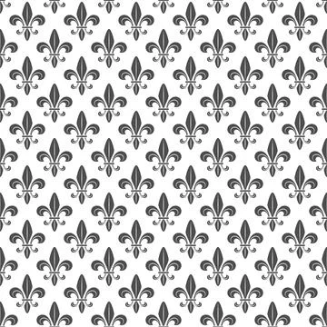 Black and white seamless pattern with fleur de lis, heraldic lily. Stock Illustration