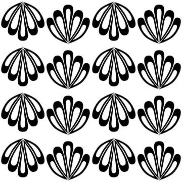 Black and white seamless pattern clam sea shell, simple contrast background Stock Illustration