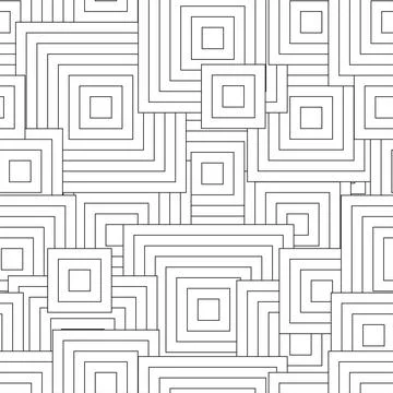 Black and white seamless pattern for coloring book in doodle style. Squares. Stock Illustration