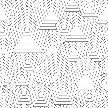 Black and white seamless pattern for coloring book in doodle style. Polygons Stock Illustration