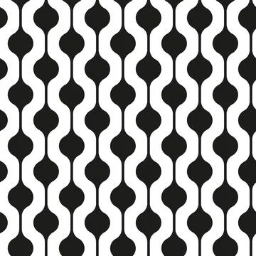 Black and White Seamless Pattern of Liquid Forms. Waved Geometric Ornament Stock Illustration