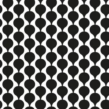 Black and White Seamless Pattern with Rounded Smooth Shapes. Modern Geometric Stock Illustration