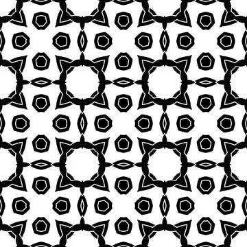 Black and white seamless pattern with oriental motif, monochrome mosaic Stock Illustration