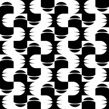 Black and white seamless pattern with geometric abstract curve shapes. Abstract Stock Illustration