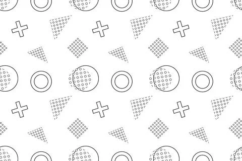 Black and White Seamless Pattern with Dotted Shapes Stock Illustration