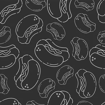 Black and White Seamless Pattern Hot Dog Stock Illustration