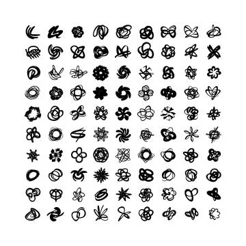 Black and white seamless pattern with various geometric shapes and symbols .. Stock Illustration