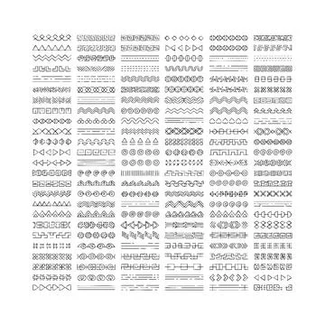Black and white seamless pattern with geometric shapes and zigzag lines on .. Stock Illustration